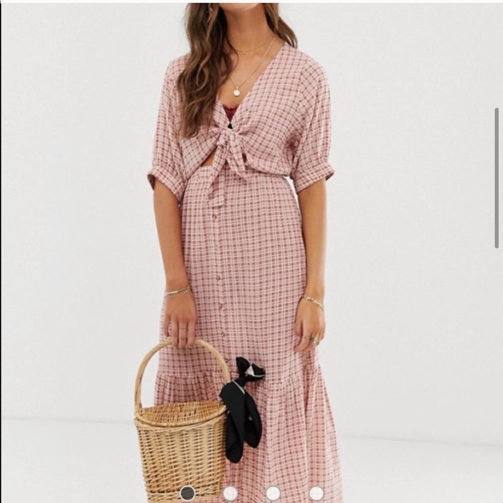 Faithfull The Brand Tie Button Down Midi Dress